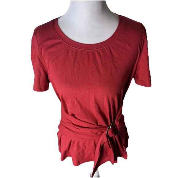 NWT Anthropologie  Dakota Women's Red Belted Waist Shirt Western Y2K Vibe Sz M - Picture 8 of 12